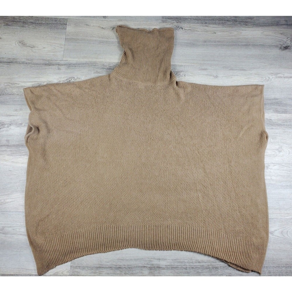 LC Lauren Conrad Women's Turtle Neck Knit Poncho Brown Tan One Size